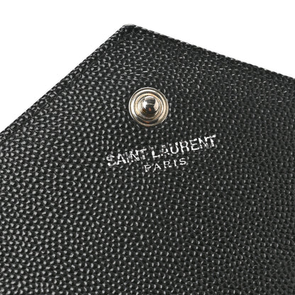 Saint Laurent Grain De Poudre Matelasse Chevron Monogram Chain Wallet Black 6 of 14