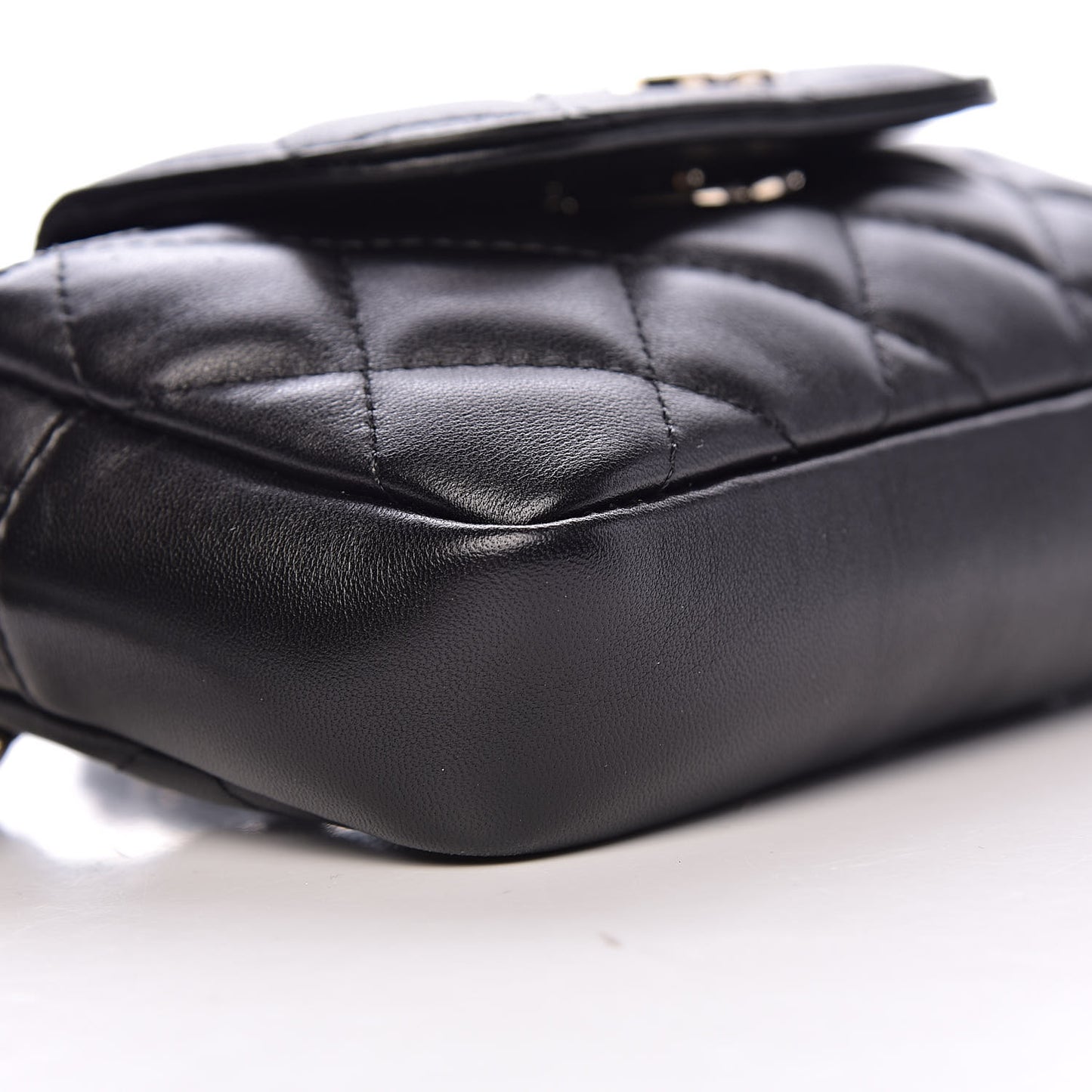 Lambskin Quilted Waist Bag Black