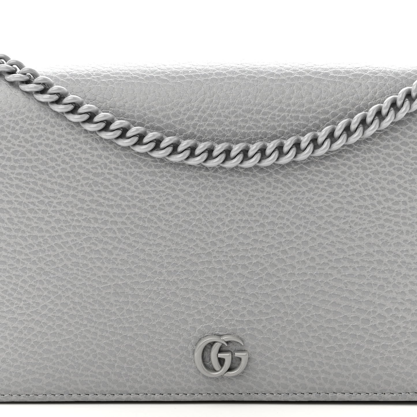Dollar Calfskin Enamel Monochrome Mini GG Marmont Chain Wallet Deep Grey