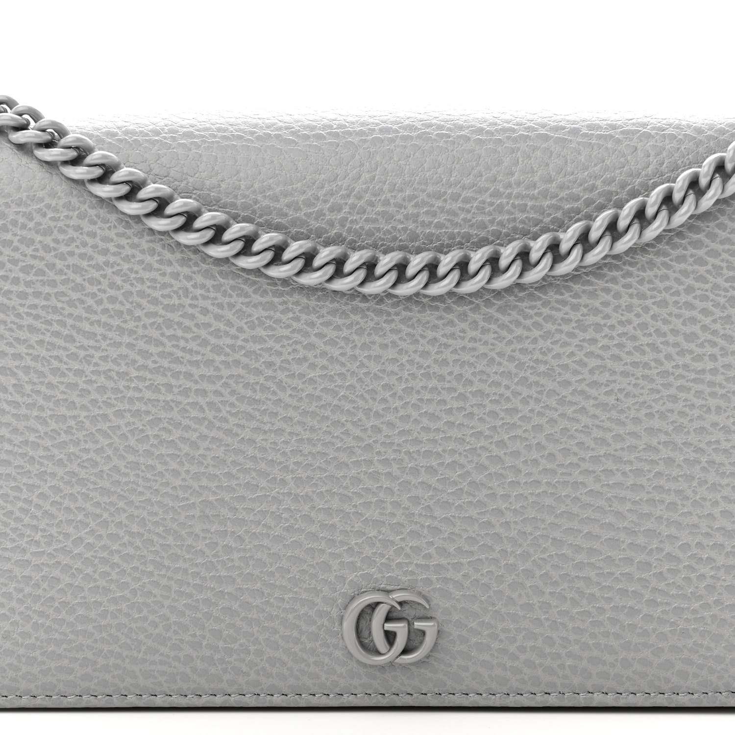 Gucci Dollar Calfskin Enamel Monochrome Mini GG Marmont Chain Wallet Deep Grey 6 of 9