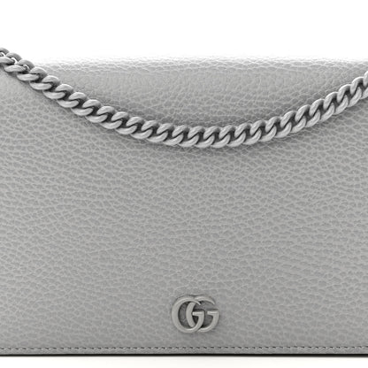 Gucci Dollar Calfskin Enamel Monochrome Mini GG Marmont Chain Wallet Deep Grey 6 of 9