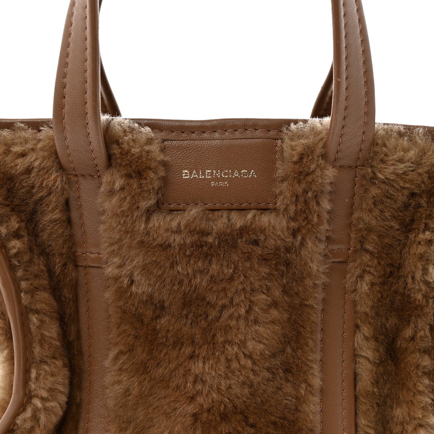 Shearling XS Bazar Shopper Tote Beige