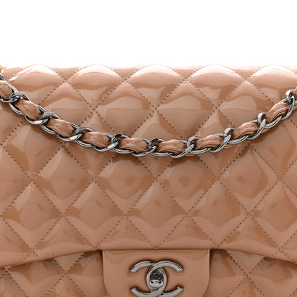Chanel Patent Quilted Jumbo Double Flap Light Brown 8 of 11