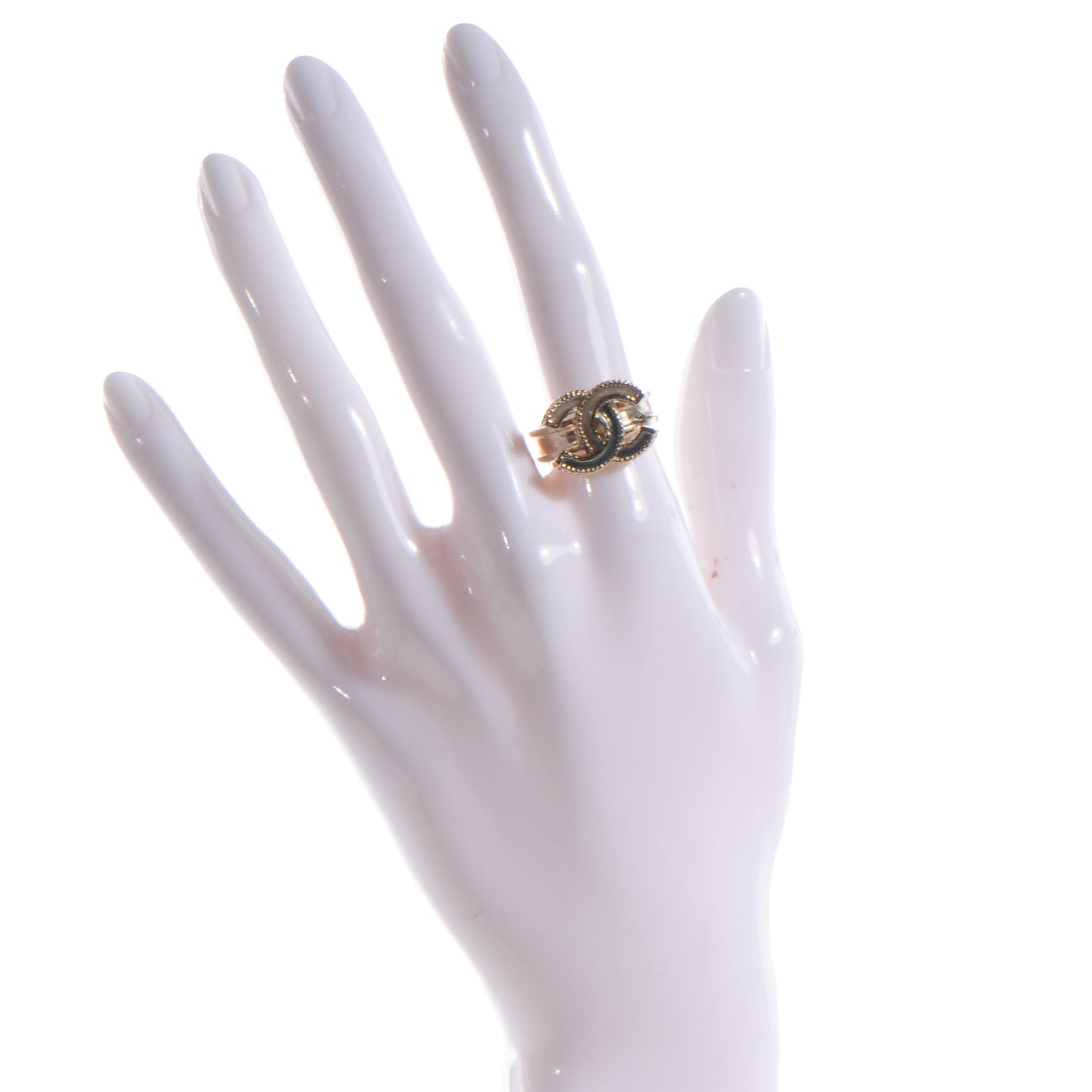 Glitter Enamel CC Ring 7 Gold