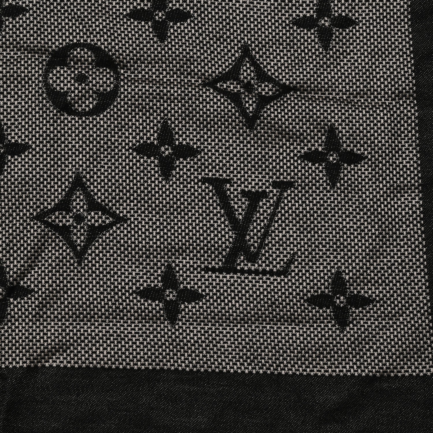 Louis Vuitton Wool Silk Monogram Neo Natte Shawl Black 2 of 3