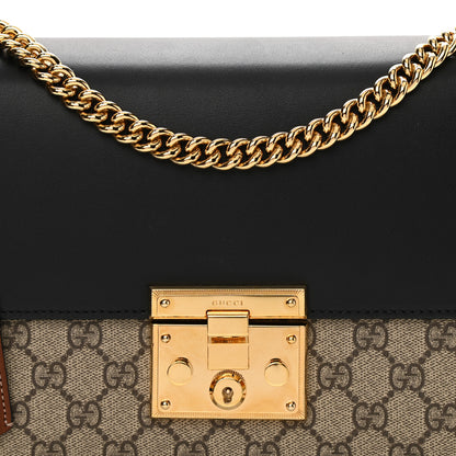 Gucci GG Supreme Monogram Calfskin Medium Padlock Shoulder Bag Beige Black Cuir 8 of 14