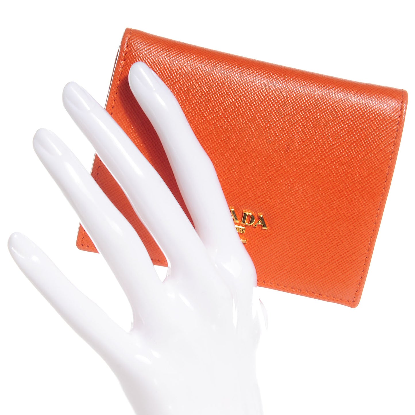 Saffiano Metal Bi-Fold Wallet Papaya