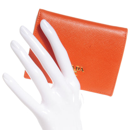 Prada Saffiano Metal Bi-Fold Wallet Papaya 2 of 8