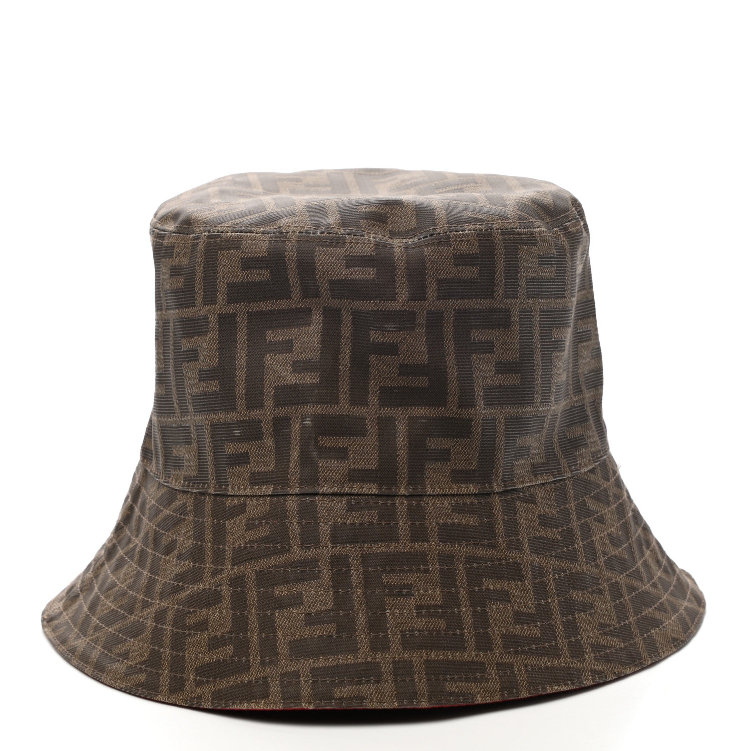 Fendi Technical Fabric FF Reversible Bucket Hat L Tobacco Red 6 of 17