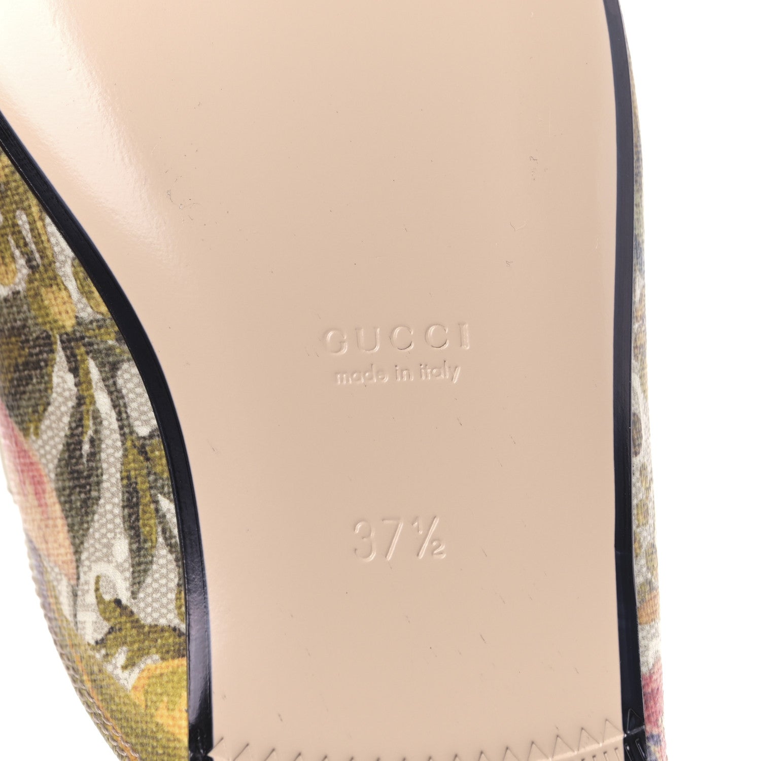 Gucci GG Supreme Monogram Malaga Kid Water Flora Womens Princetown Slippers 37.5 Beige White Multicolor Mystic White 6 of 9