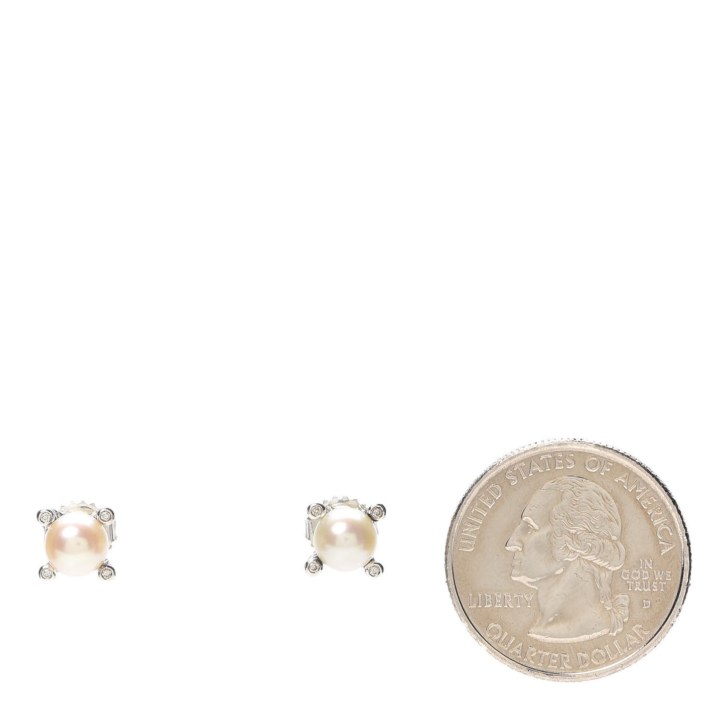 Sterling Silver Diamond Pearl 7mm Earrings