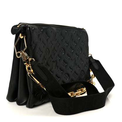 Louis Vuitton Lambskin Embossed Monogram Coussin MM Black 3 of 12