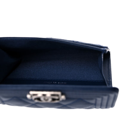 Chanel Calfskin Quilted Boy Flap Card Holder Navy 7 of 9