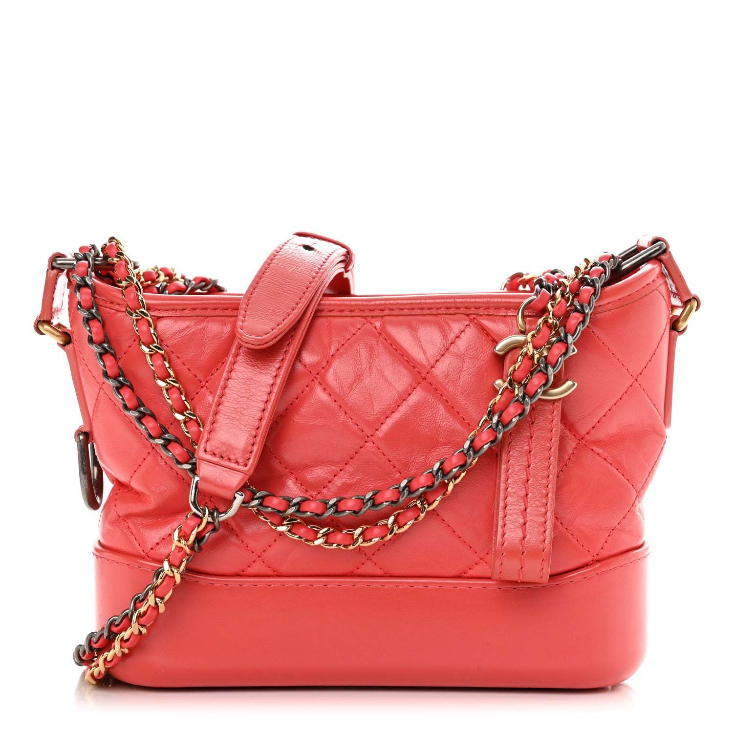 Chanel Aged Calfskin Quilted Small Gabrielle Hobo Red 1 of 11