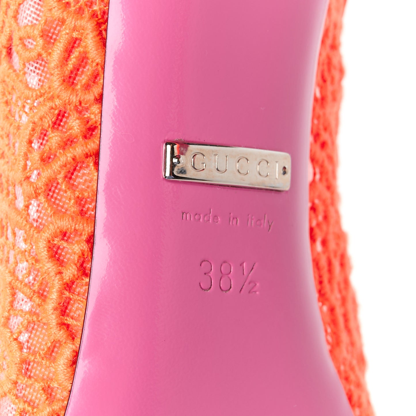 Lace Pizzo Venice Pumps 38.5 Orange Fluo