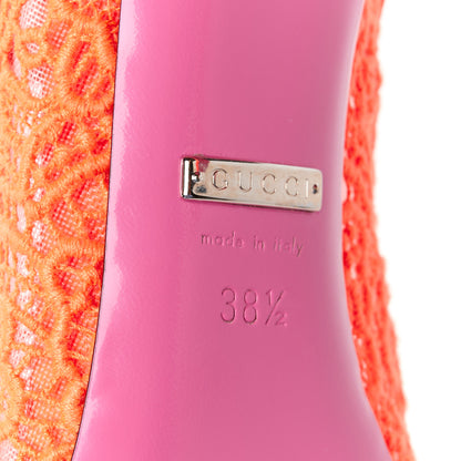 Gucci Lace Pizzo Venice Pumps 38.5 Orange Fluo 8 of 9
