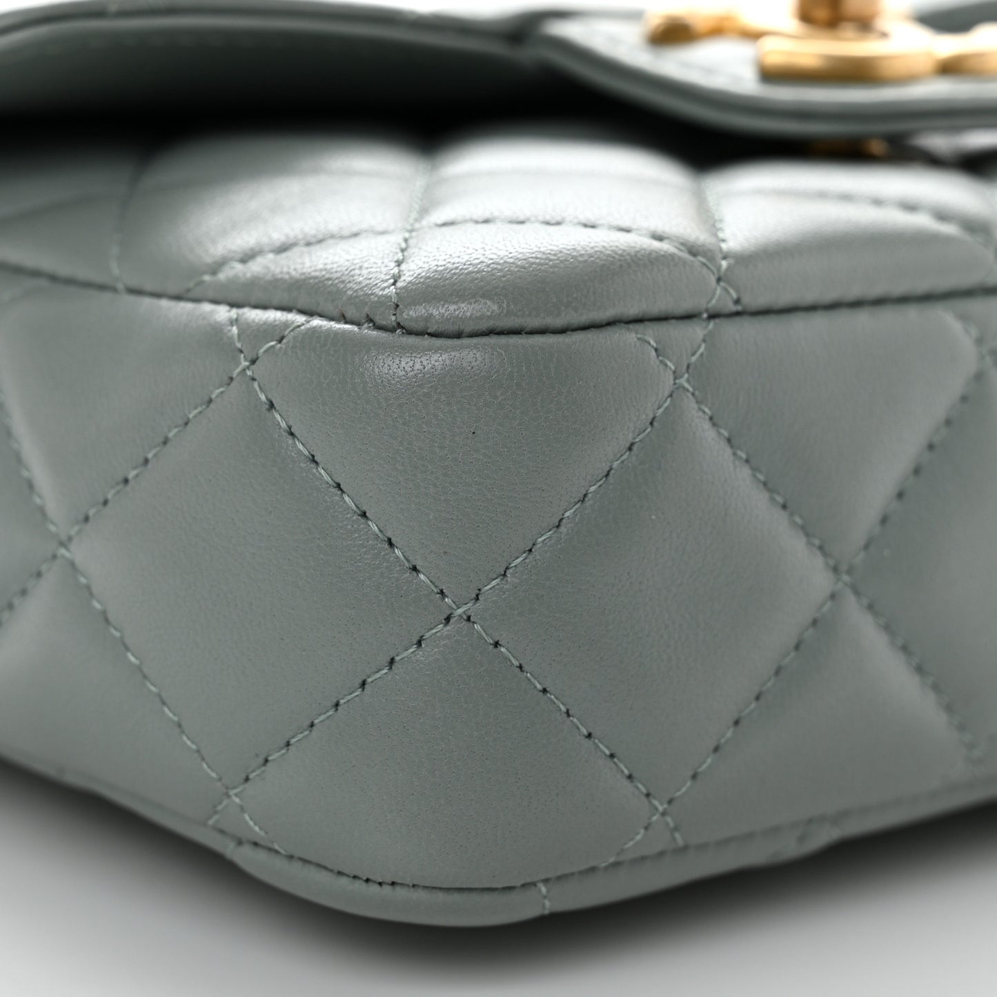 Lambskin Quilted Casino Chips Mini Square Flap Grey