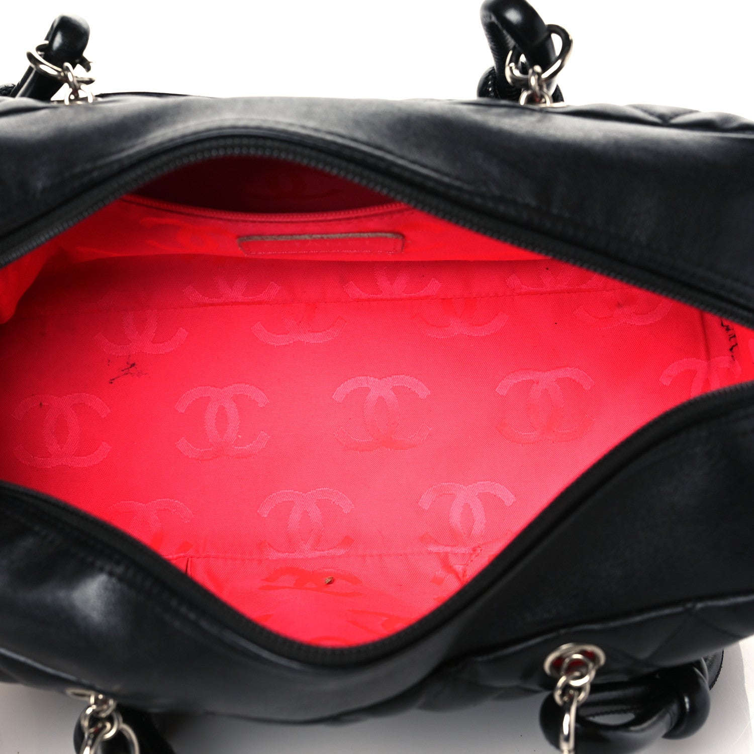 Chanel Calfskin Quilted Large Cambon Bowler Black White 5 of 11