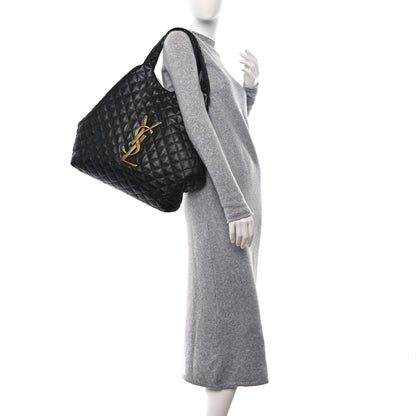 Saint Laurent Lambskin Quilted Maxi Icare Shopping Tote Black 2 of 9