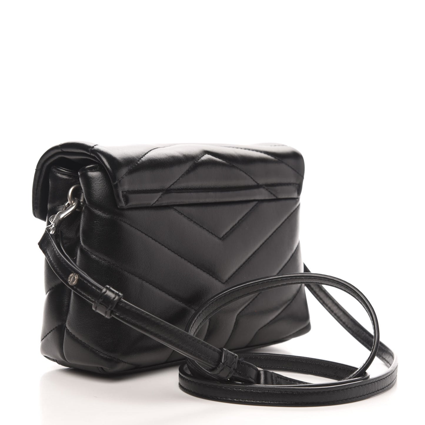 Calfskin Y Quilted Monogram Toy Loulou Crossbody Bag Black