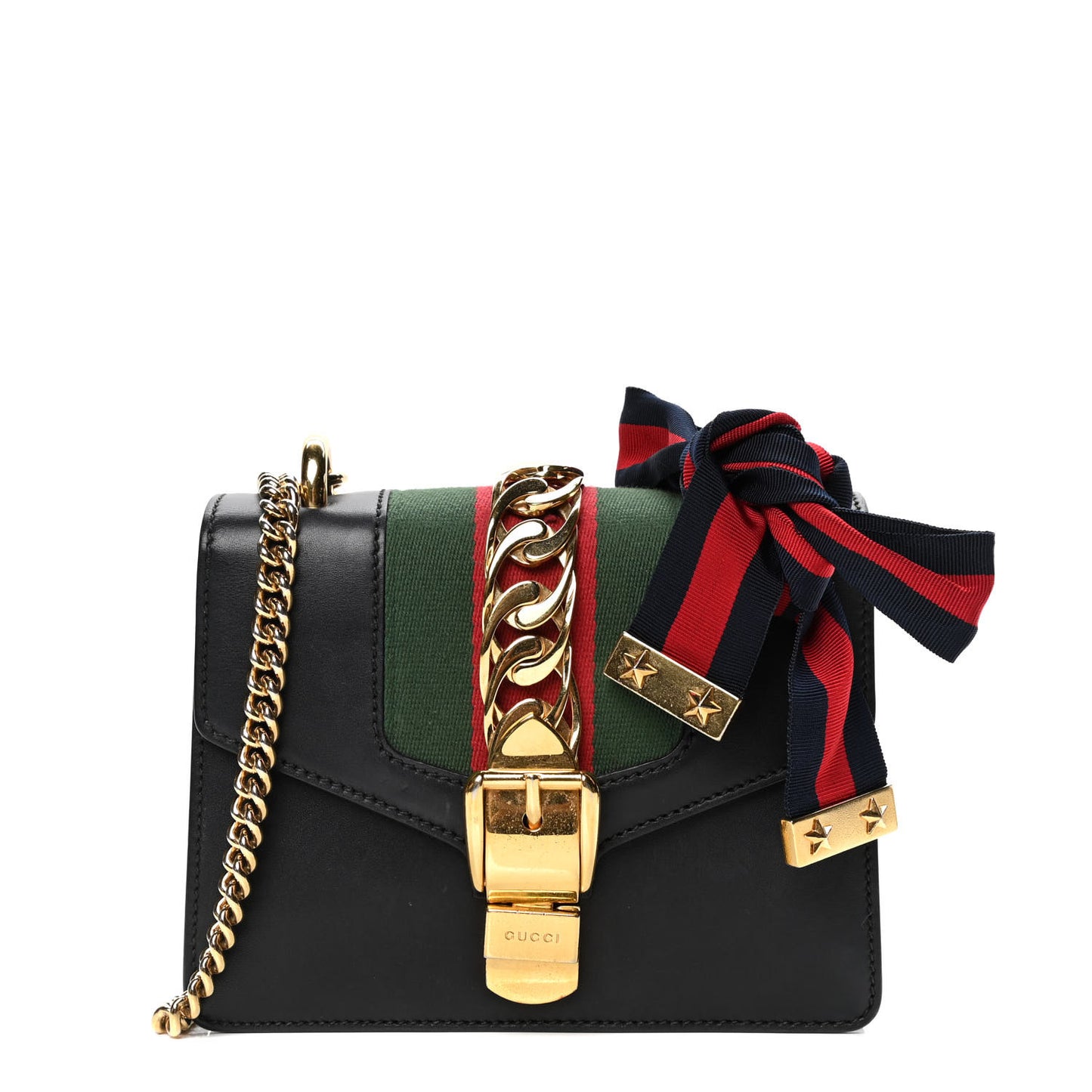 Calfskin Mini Sylvie Chain Shoulder Bag Black
