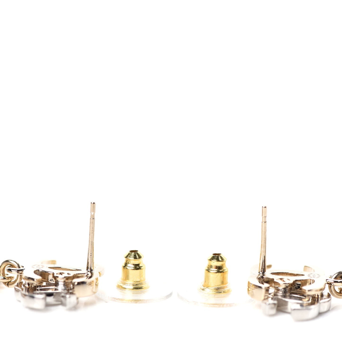 Crystal Pearl Double CC Drop Earrings Gold Silver