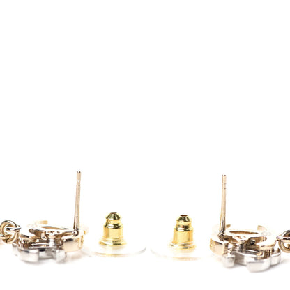 Chanel Crystal Pearl Double CC Drop Earrings Gold Silver 3 of 4