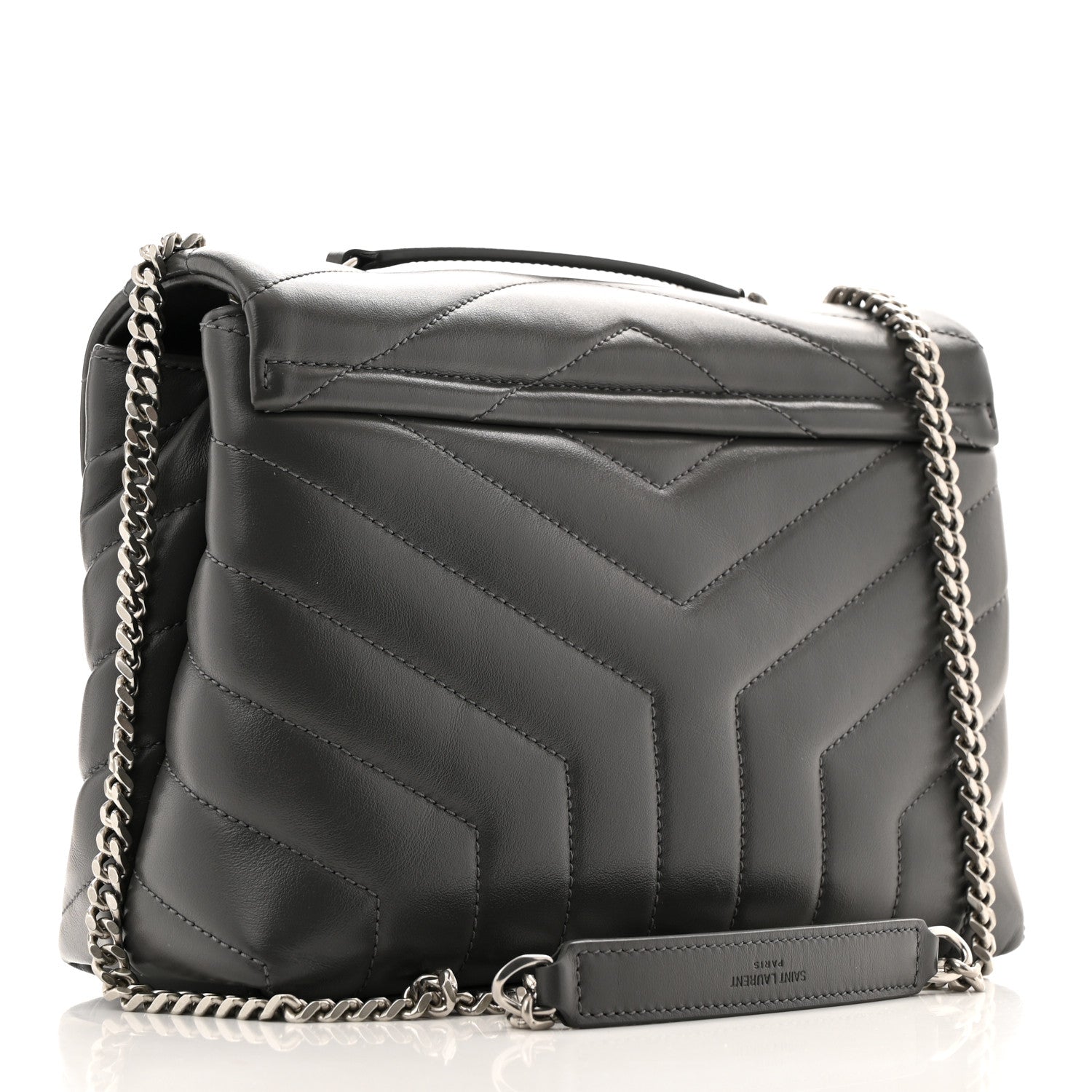Saint Laurent Calfskin Y Quilted Monogram Small Loulou Chain Satchel Storm 3 of 10