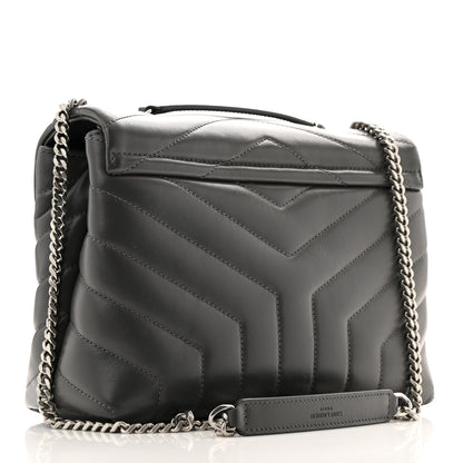 Saint Laurent Calfskin Y Quilted Monogram Small Loulou Chain Satchel Storm 3 of 10