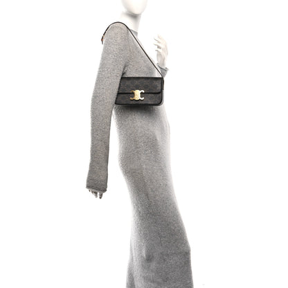 Celine Canvas Calfskin Triomphe Shoulder Bag Tan 2 of 9