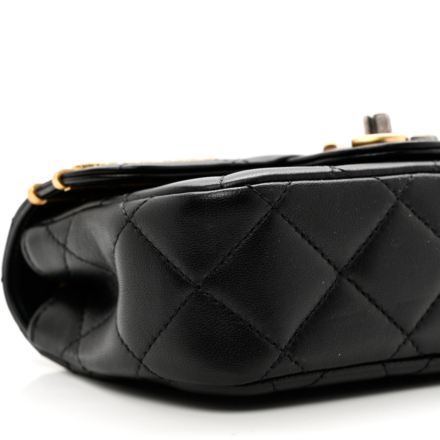 Lambskin Quilted Mini Coco Clips Single Flap Black