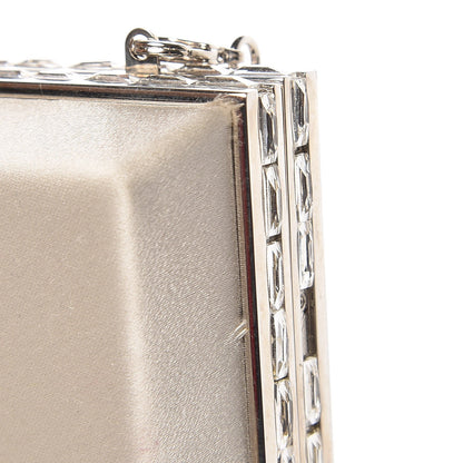 Judith Leiber Satin Crystal Framed Evening Clutch Silver 12 of 19