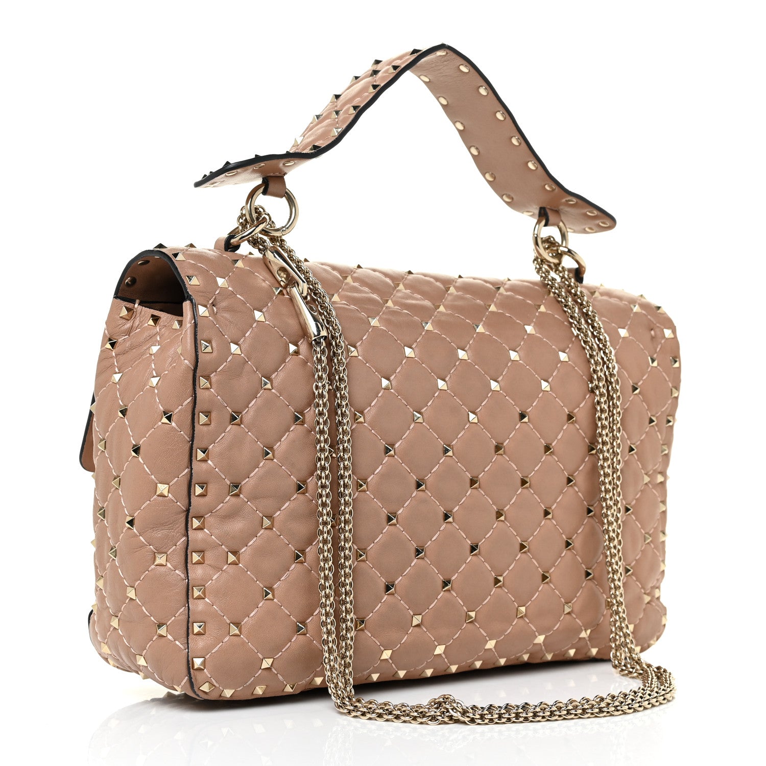Valentino Garavani Nappa Large Rockstud Spike Shoulder Bag Soft Noisette 3 of 16