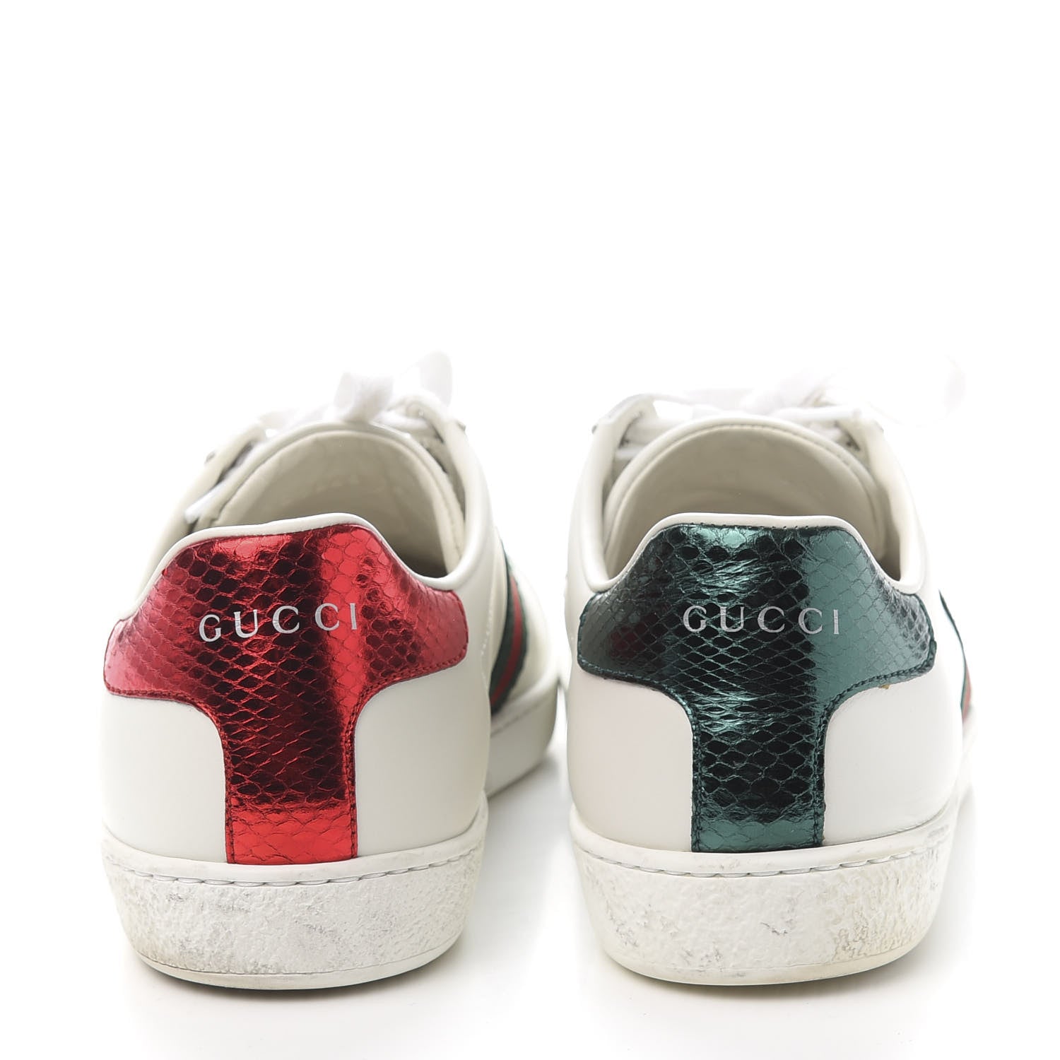 Gucci Calfskin Ayers Bee Embroidered Womens Ace Sneakers 38 White Green 5 of 10