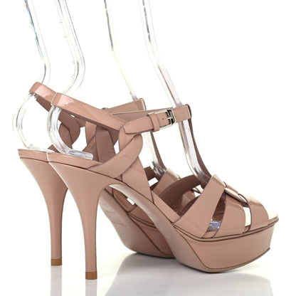 Saint Laurent Patent Tribute 75 Platform Sandals 36.5 Dark Nude 3 of 4