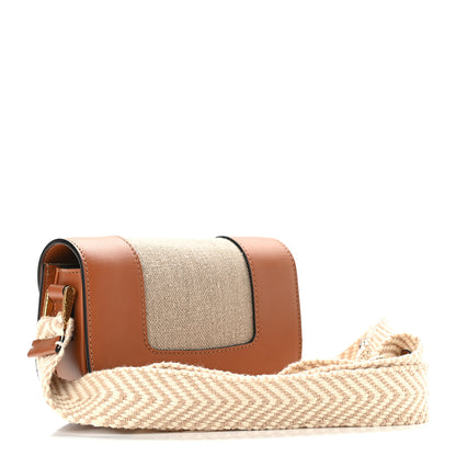 Valentino Garavani Calfskin Linen Small Supervee Crossbody Bag Saddle Brown Natural 3 of 8