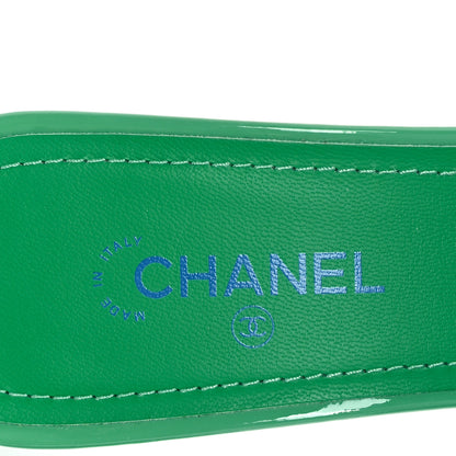 Chanel Patent CC Mules 37 Green Turquoise 8 of 10