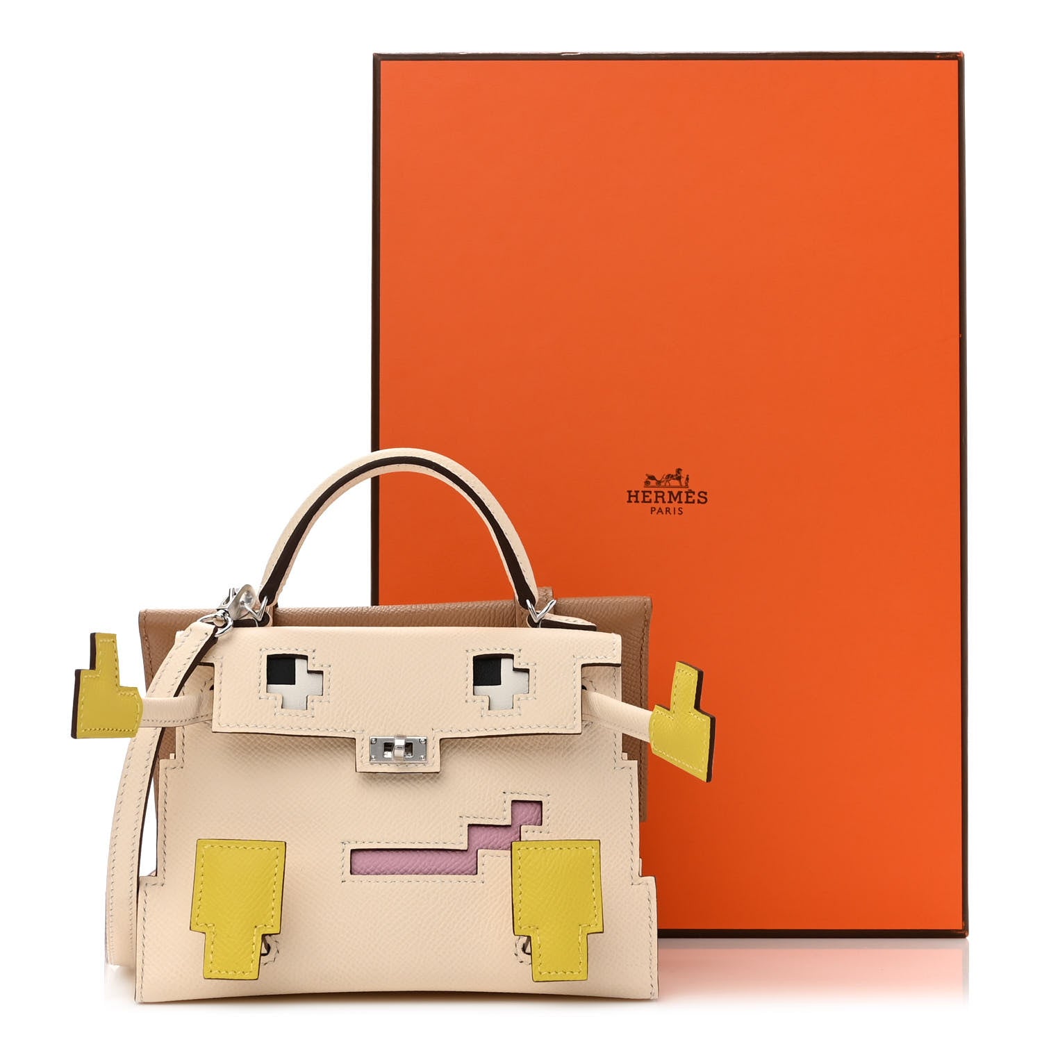 Hermes Epsom Quelle Idole Picto Kelly Doll Handbag Nata Mauve Sylvestre Lime Chai 14 of 14