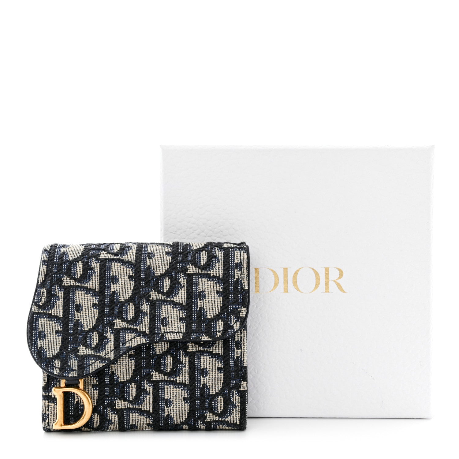Christian Dior Oblique Saddle Lotus Wallet Blue 12 of 12