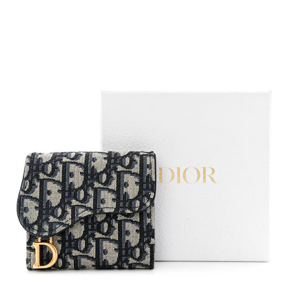 Christian Dior Oblique Saddle Lotus Wallet Blue 12 of 12