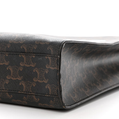 Celine Triomphe Canvas Calfskin Small Vertical Cabas Tan 9 of 13
