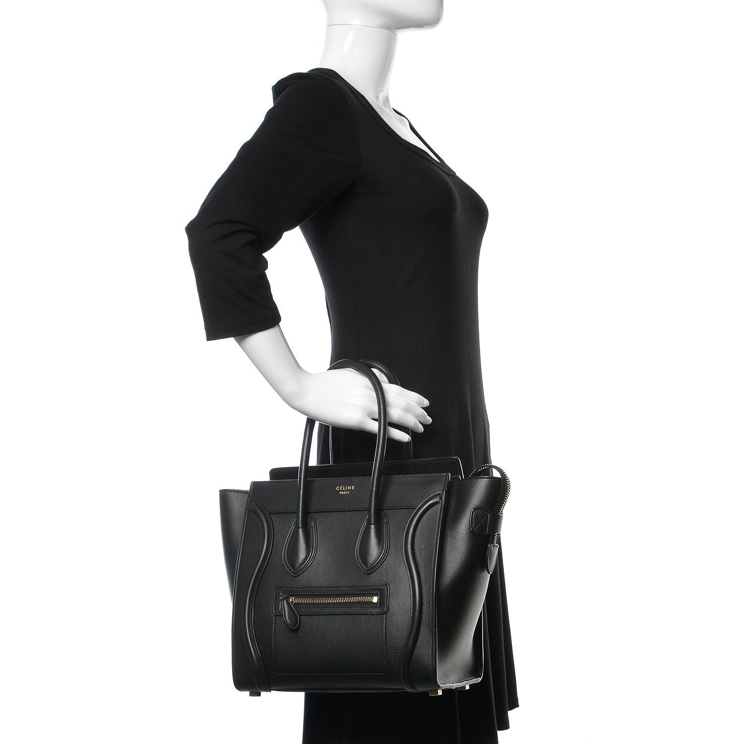 Celine Smooth Calfskin Micro Luggage Black 2 of 10
