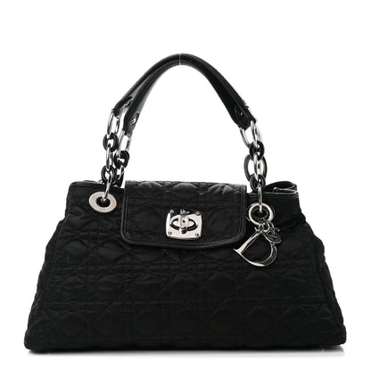 Christian Dior Satin Cannage Charming Lock Flap Shoulder Bag Black 1 of 10