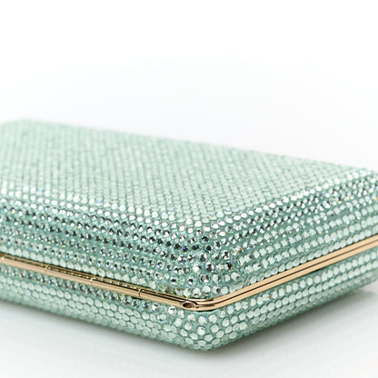 Jimmy Choo Satin Crystal Clemmie Clutch Smoke Green 10 of 10