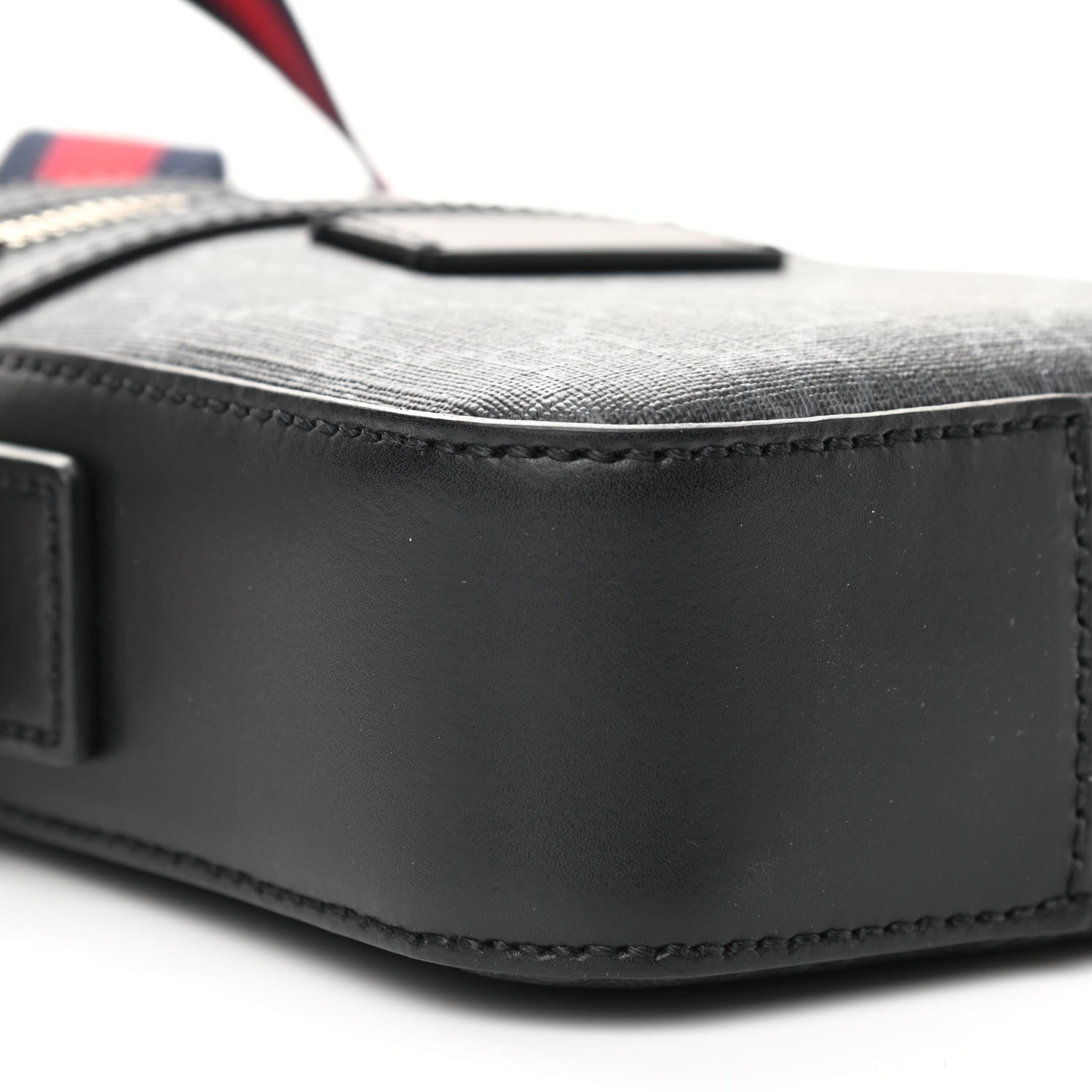 Gucci GG Supreme Monogram Appia Calfskin Web Small Camera Messenger Bag Black Grey 9 of 10