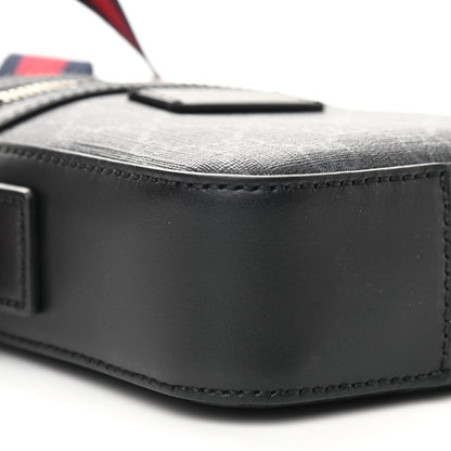 Gucci GG Supreme Monogram Appia Calfskin Web Small Camera Messenger Bag Black Grey 9 of 10