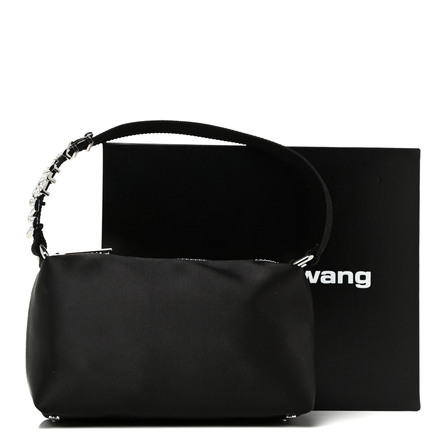 Satin Crystal Heiress Pouch Black