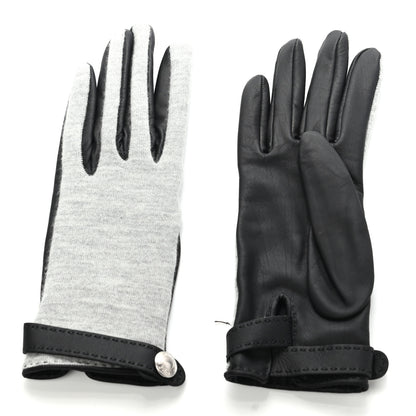 Hermes Cashmere Calfskin Helsinki Gloves 6.5 Black 2 of 5