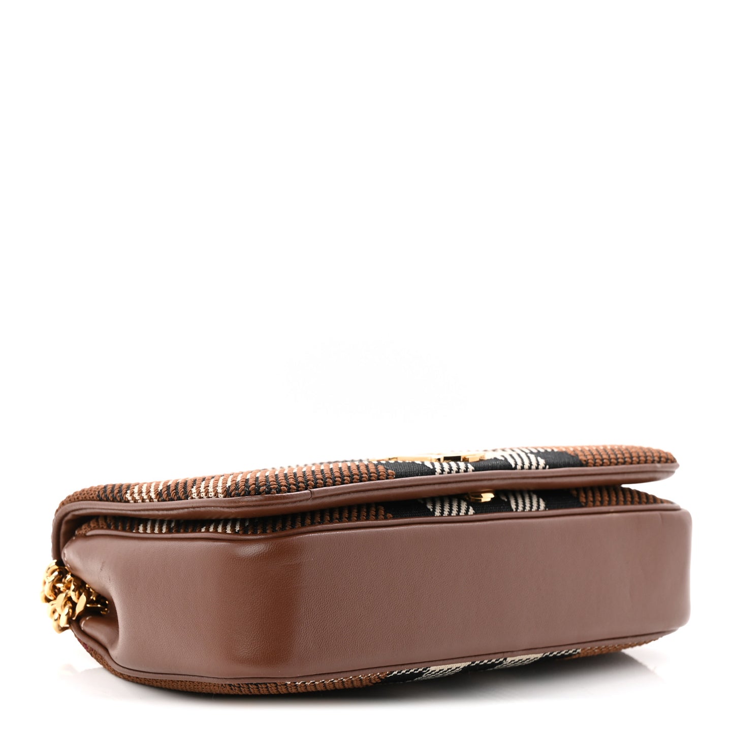 Calfskin Knit Check Small Lola Bag Dark Birch Brown