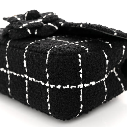 Chanel Tweed Quilted Small Camellia Flap Black Pink 10 of 10